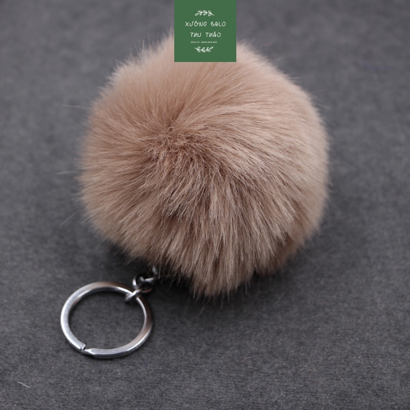 Móc khóa treo balo, móc khóa treo xe cục bông xù xinh