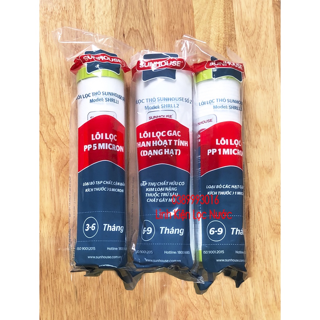 Bộ 3 lõi lọc nước 123 Sunhouse chính hãng