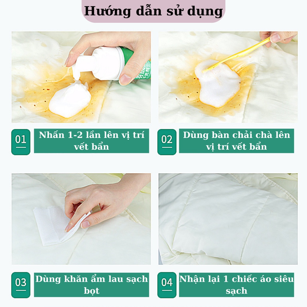 Chai Xịt Bọt Giặt Khô Áo Khoác,Chăn Ga Giường Làm Sạch Vết Bẩn Và Mùi Hôi Siêu Tốc