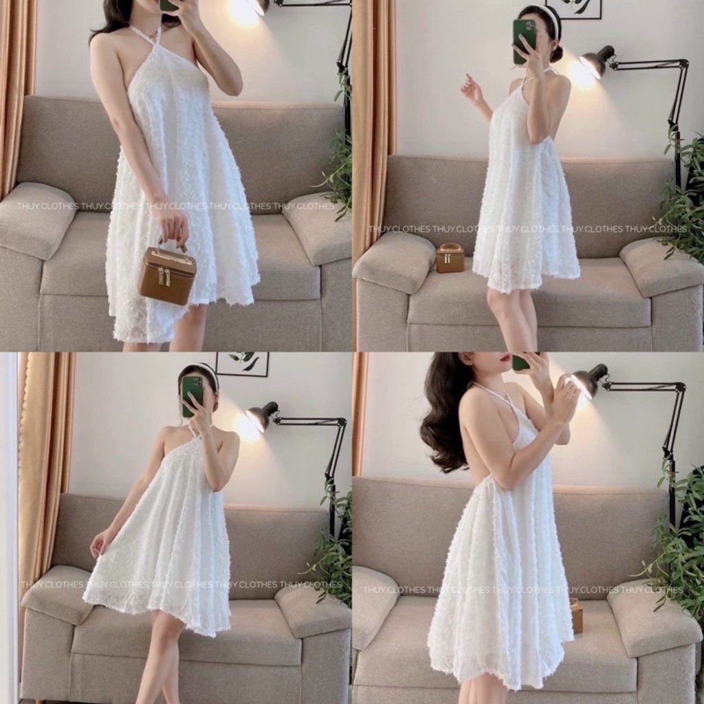 Đầm yếm nữ chất ren lông- váy xòe 2 dây babydoll công chúa đi chơi đi biển đự tiệc tiểu thư công chúa hàn quốc ulzzang
