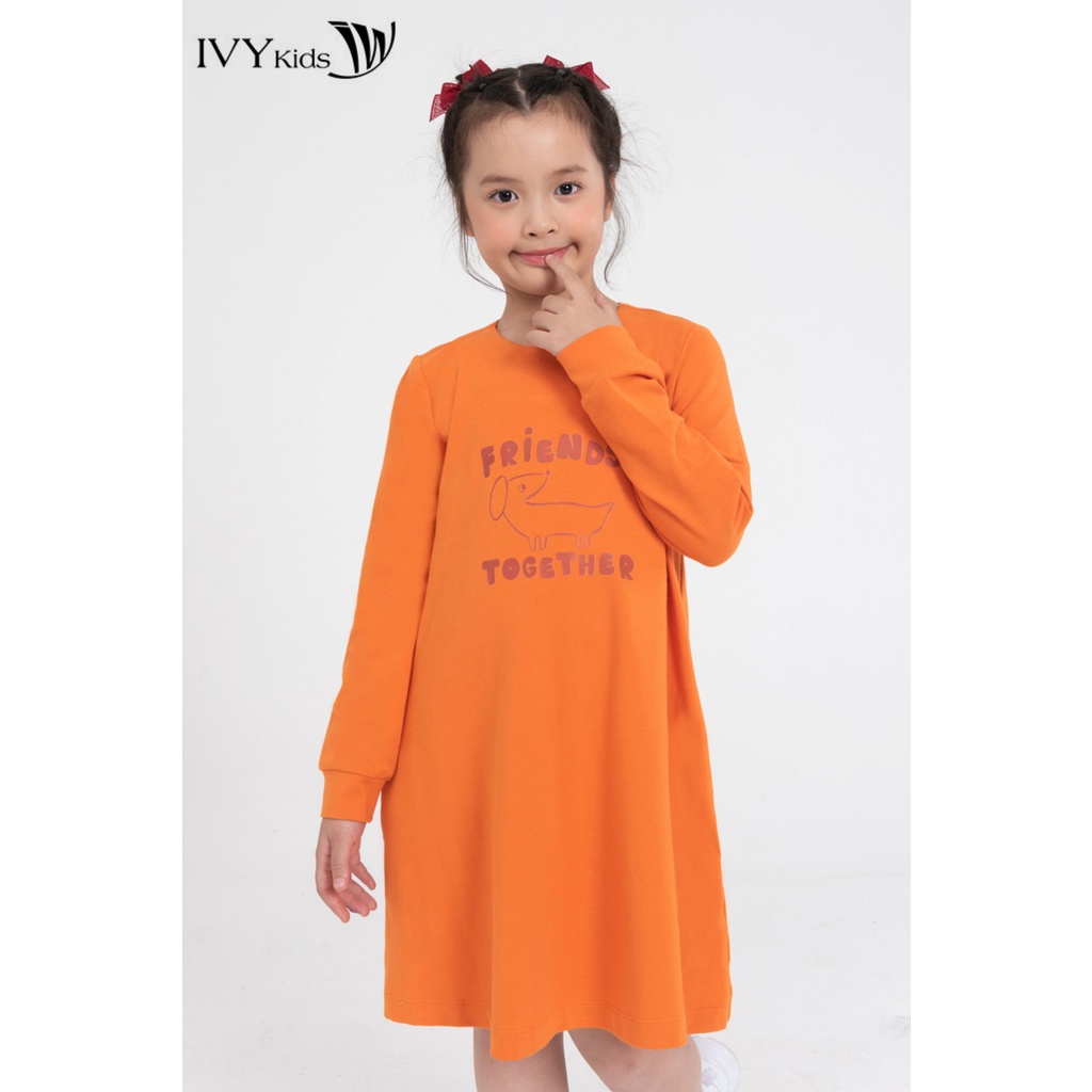 Đầm thun dài tay friends together bé gái IVY moda MS 42G1602