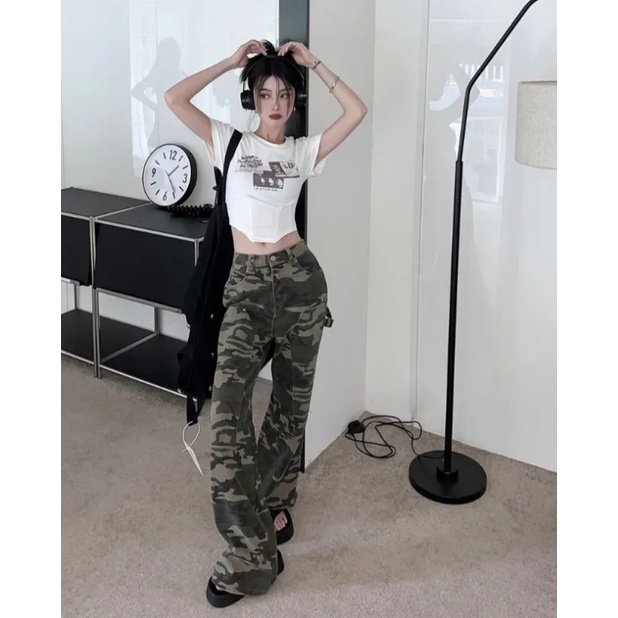 Áo Thun Dáng Ngắn Form Ôm Phong Cách retro Mỹ