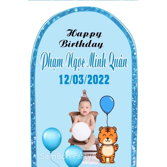 Banner sinh nhật in tên bé + chibi, miễn phí thiết kế