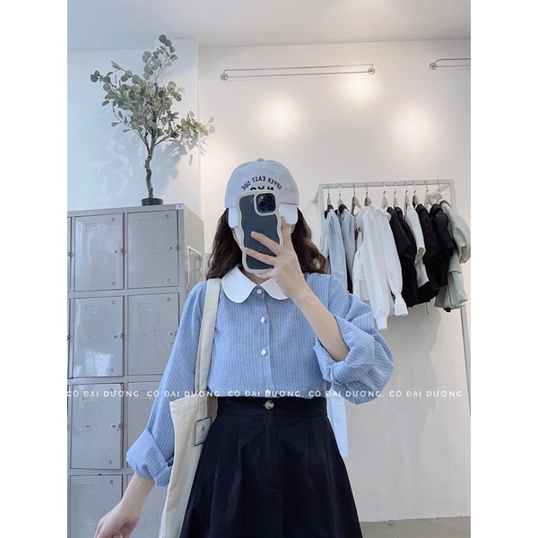 Áo sơ mi kẻ phối cổ 104