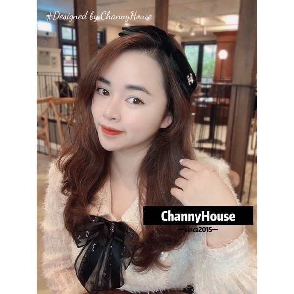 Channyhouse_Bờm/cài tóc nơ nhung đen hãng cao cấp