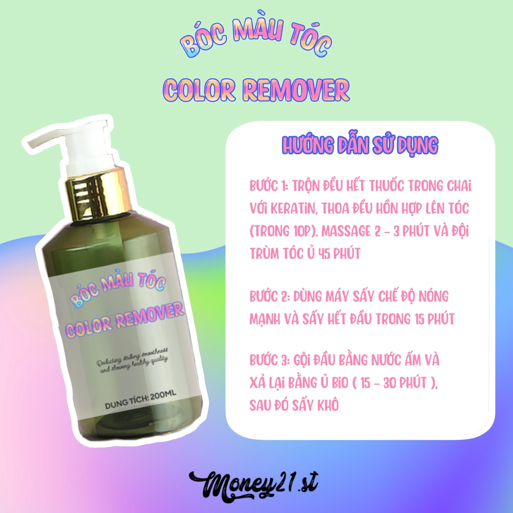 Bóc màu đen, đỏ, màu kim loại, màu phủ bóng một cách nhanh chóng, không gây hại tóc thần thánh 200ml