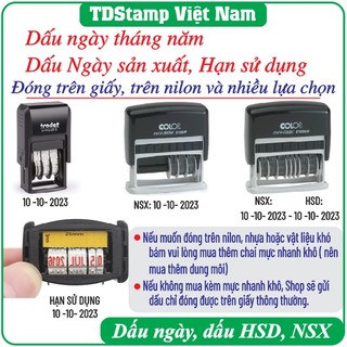 Dấu ngày, dấu ngày sản xuất, hạn sử dụng, đóng trên giấy, trên mọi chất liệu