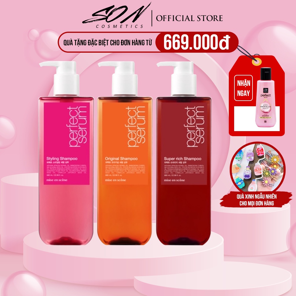 Dầu Gội Và Xả Mise En Scene Perfect Serum Shampoo And Conditioner 680ml/chai