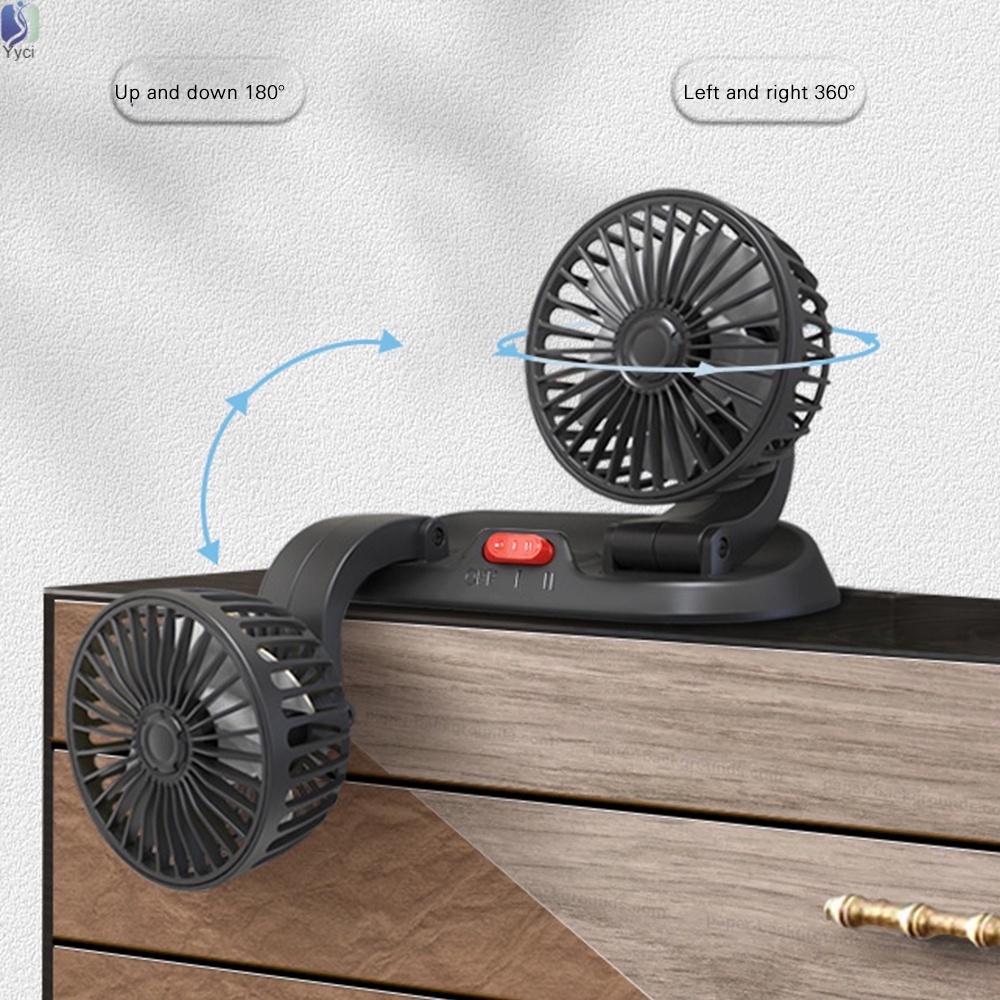 Quạt xe ô tô12v/24V ,xoay 360 độ ,  quạt đôi mini , dùng cho ô tô , văn phòng, laptop