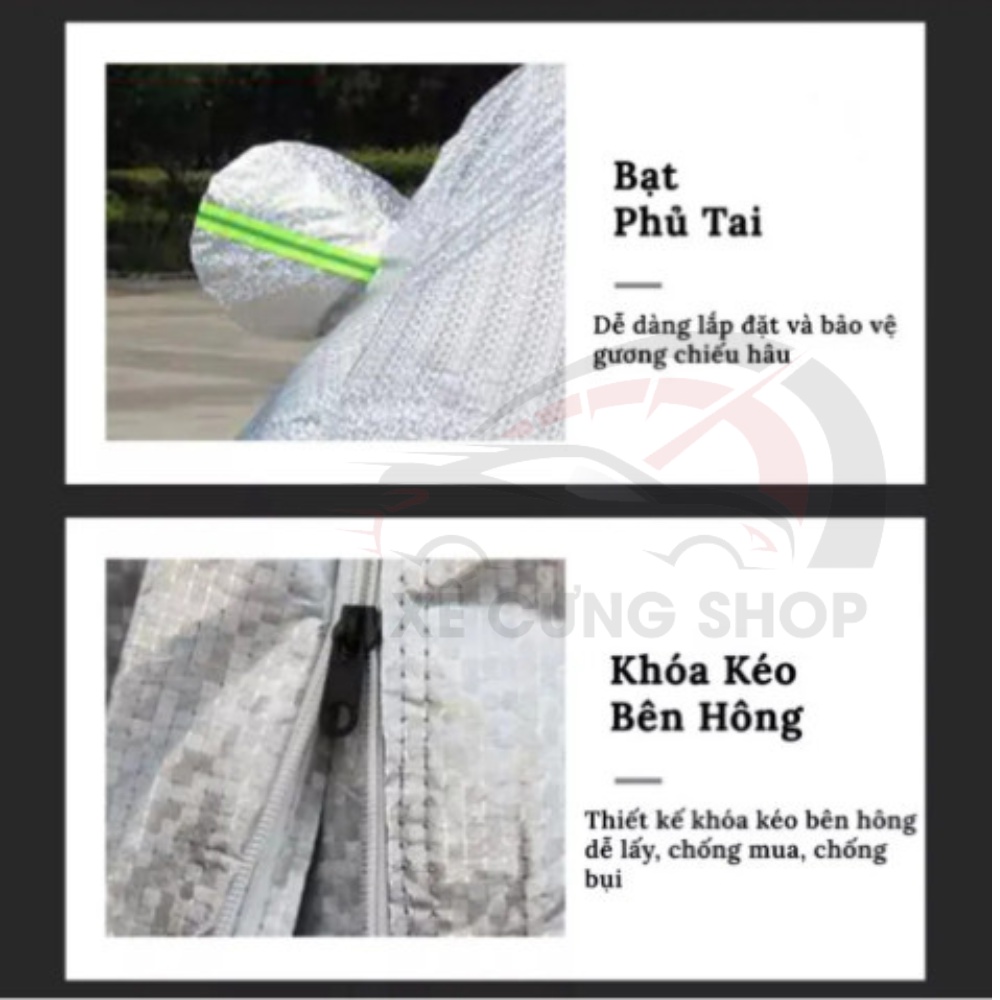 Bạt phủ xe ô tô MITSUBISHI Mirage, XpanDer,Atrage,Pajero ,Triton,Outlander-bạt phủ 3 lớp chống xước có khóa kéo cánh cửa