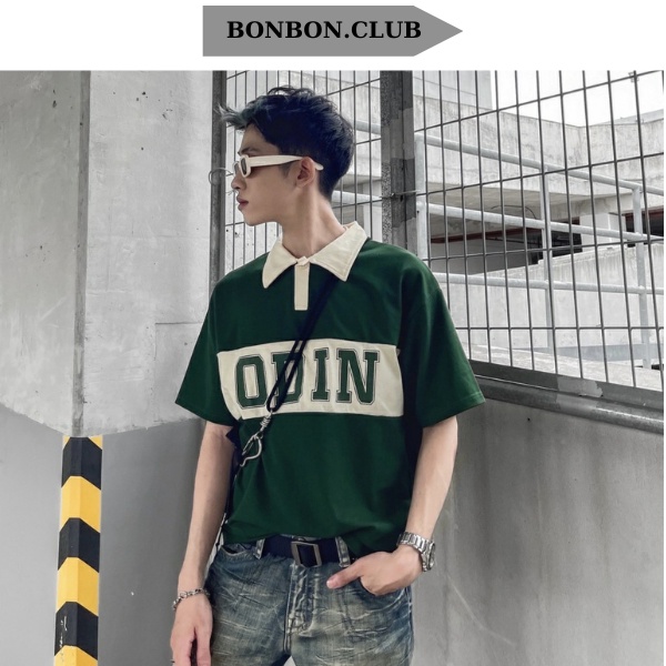 Áo Polo ODIN Localbrand Unisex Nam Nữ Oversize Áo Thun Form Rộng Có Cổ 2 Màu Xanh Kem Thời Trang Phong Cách  BONBON.CLUB