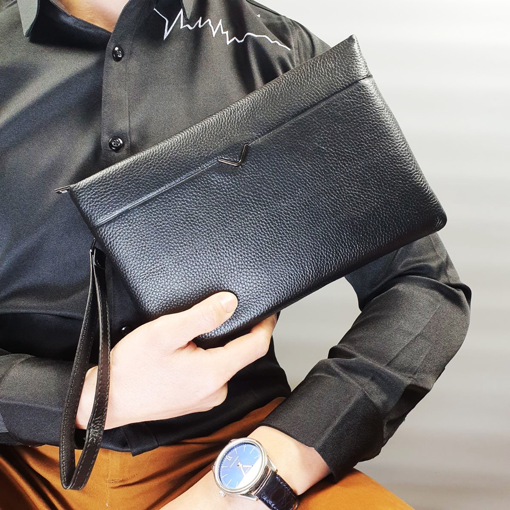 Clutch cầm tay nam da bò thật CL147VB  - 100% da thật, BH 3 năm