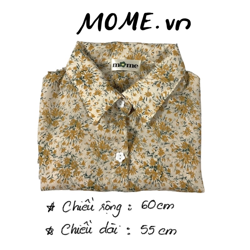 Sơ mi hoạ tiết Vintage tay ngắn ll 1 bên túi ll Dáng Croptop Oversized - MOME.VN