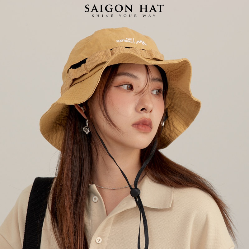 Mũ bucket nam nữ THE NATURAL nón bucket tai bèo có dây rút che nắng thoáng khí du lịch camping thời trang phong cách