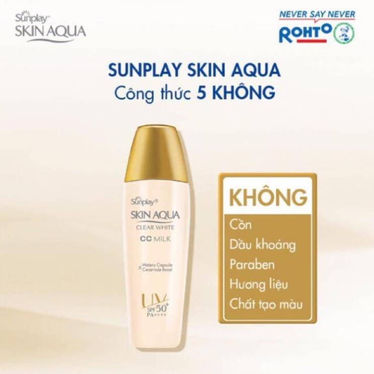 Kem chống nắng tạo nền hàng ngày Sunplay Skin Aqua Clear White CC milk 25g