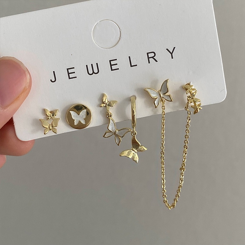 Khuyên tai 17KM mạ vàng/ bạc kiểu bướm thời trang dành cho nữ