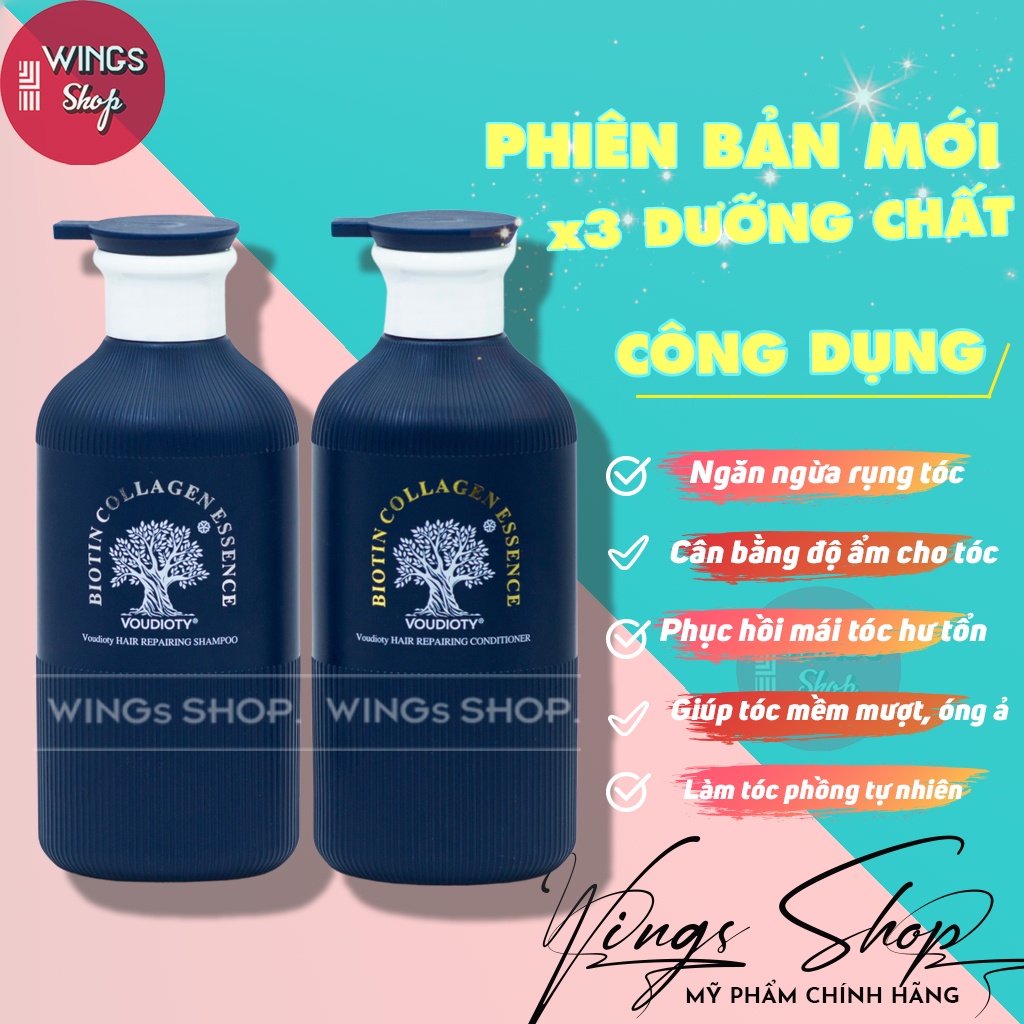 Cặp Gội Xả Biotin Collagen Trắng 500ml-1000ml | Giảm Rụng Tóc, Phục Hồi Tóc Khô Xơ , Wings Shop