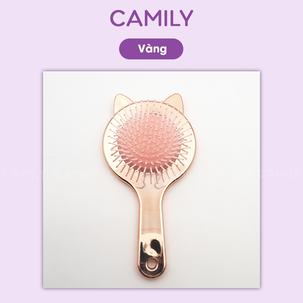 Lược Camily lược tròn chải tóc thiết kế đệm khí massage đầu hình tai mèo tráng gương cao cấp LC07
