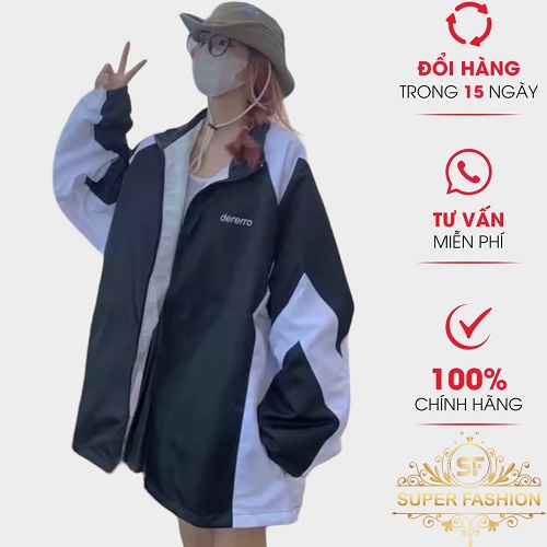 Áo Khoác Dù Nữ Cổ Trụ SUPER FASHION 2 Lớp Phối Màu Che Nắng Tốt