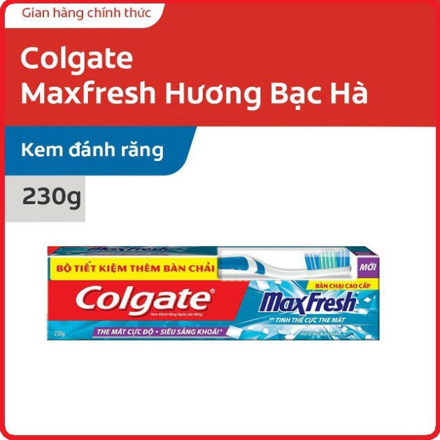 Kem đánh răng Colgate Maxfresh hương bạc hà 230g Tặng bàn chải lông tơ - Shop nhím yêu