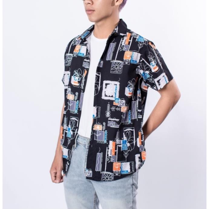 Áo sơ mi ngắn tay nam họa tiết phong cách vải lụa co giãn thấm hút LADOS 8094 mặc cặp, mặc nhóm giá rẻ