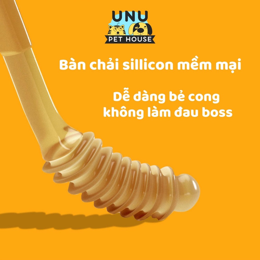 Kem đánh răng cho chó mèo BORAMMY kèm bàn chải, giảm hôi miệng, tránh mảng bám tuýp 120g - UNU Pet House