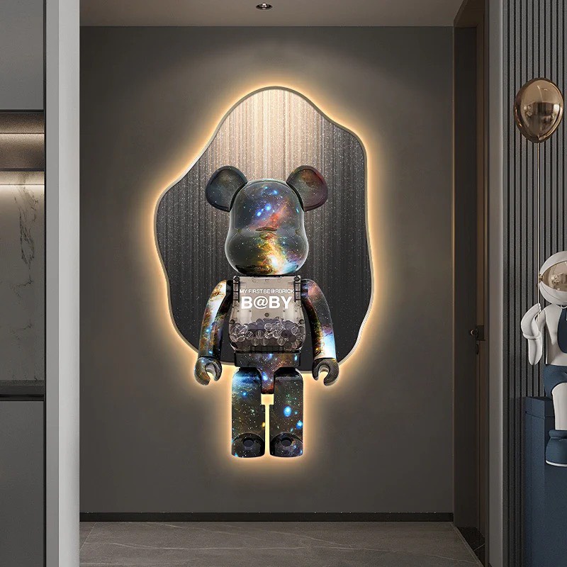 Tranh treo tường Gấu Bearbrick tráng gương cao cấp trang trí, decor phòng ngủ, quà tặng sang trọng