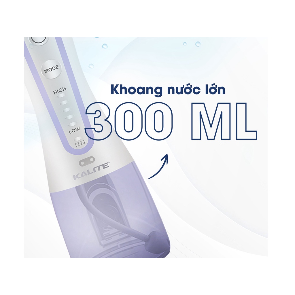Máy tăm nước Kalite KHF06 tay cầm chống nước, kèm 6 đầu tăm, dây sạc và túi đựng