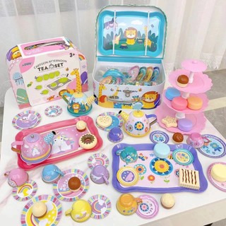 Bộ đồ chơi vali ấm trà chiều, tiệc bánh cho bé bằng nhôm cao cấp toystore FUDAER vali xách tay đáng yêu