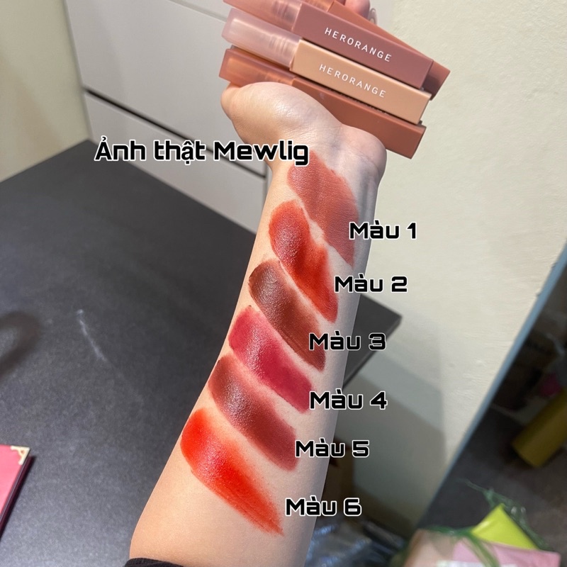 Son kem Heororange Color vỏ vuông sương lì mịn Mewlig