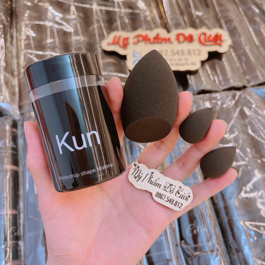 Bông Mút Kun Tán Kem Nền Set 3 Mút Đủ Màu