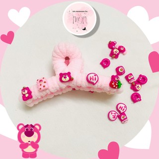Set kẹp tóc cặp tóc tự làm bằng len nhung Gấu Lotso DIY Góc Handmade Của Mon