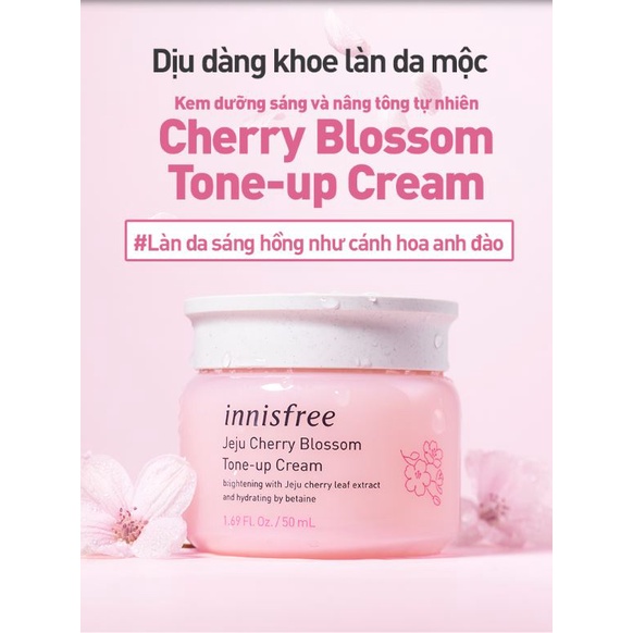 Kem Dưỡng Nâng Tông Da Innisfree Jeju Cherry Blossom Tone Up Cream 50ml