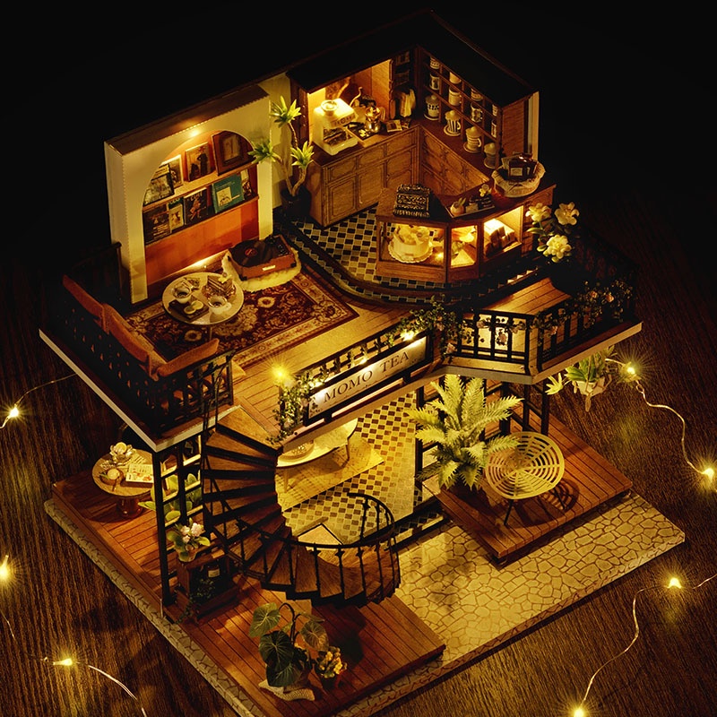 Mô Hình Lắp Ghép Nhà Gỗ Búp Bê Diy House : Tiệm Trà Momo - LV001