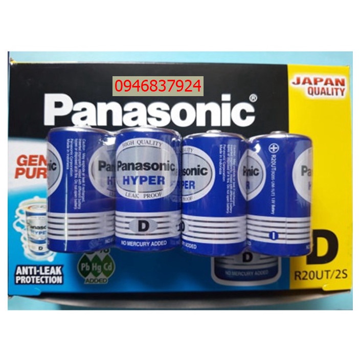 Hộp 24 viên pin đại D Panasonic hyper màu xanh R20UT/2S chính hãng