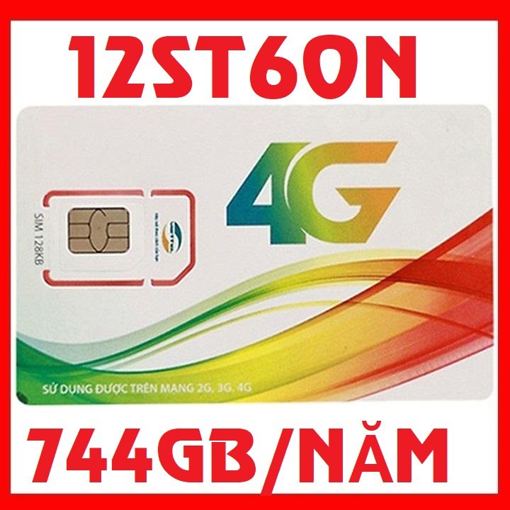 Sim 12ST60N Viettel 4G Truy Cập trọn Gói 1 Năm Có 744GB Tốc Độ Cao