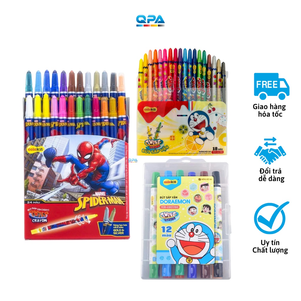 Bút sáp vặn Thiên Long Colokit 12/ 18/ 24 màu TCR-C007/DO- TCR-C008/DO- TCR-C009/DO