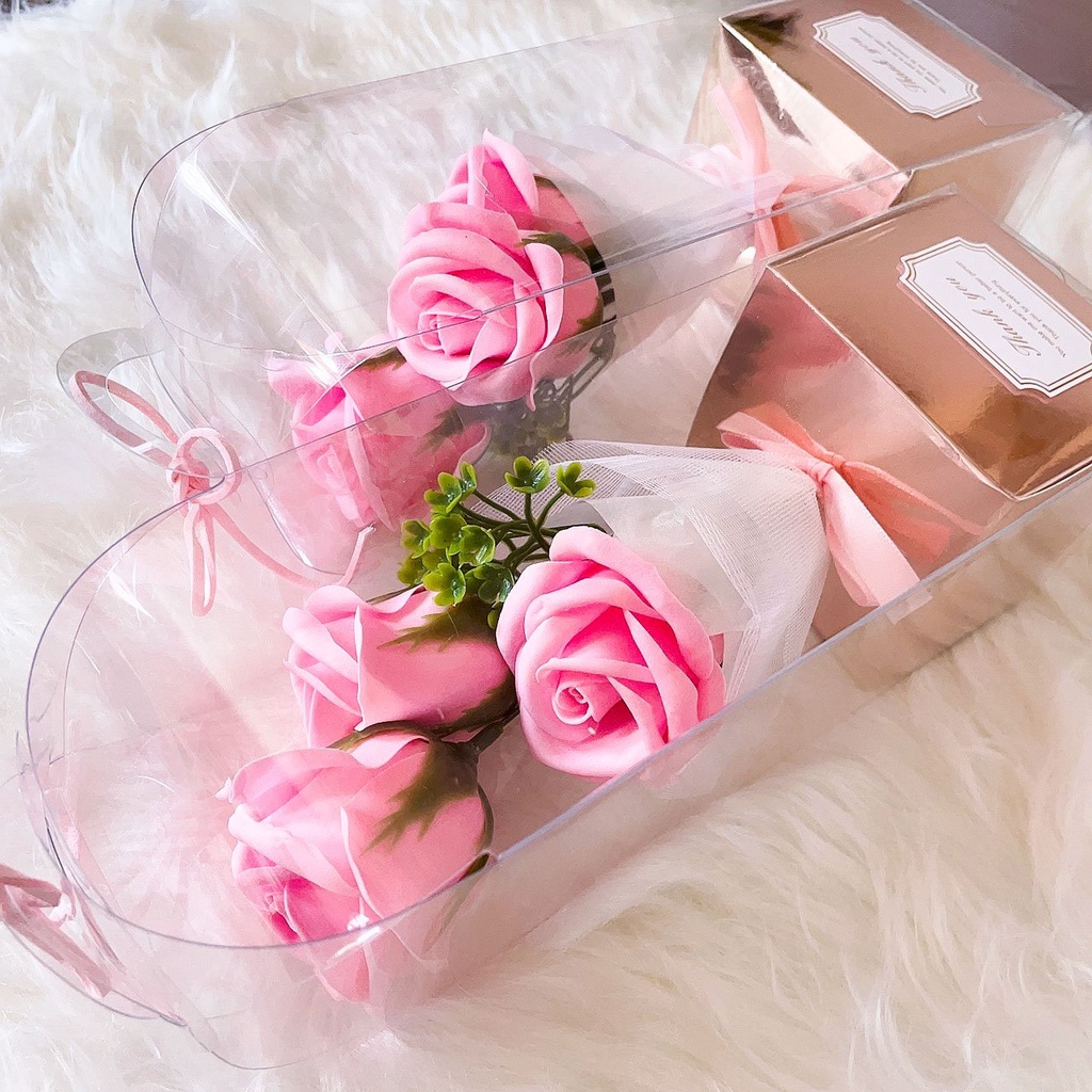 Hộp Hoa Hồng Sáp Thơm 3 Bông Nhỏ Xinh, Quà Tặng Sinh Nhật, 20/10