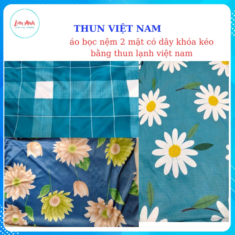 Ga bọc nệm 2 mặt có dây khóa thun lạnh bảo vệ nệm đủ kích thước nệm cao từ 12-20cm