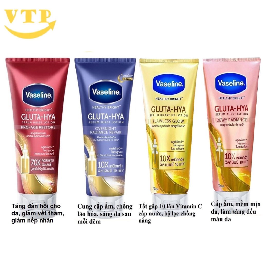 Sữa Dưỡng Thể Vaseline Healthy Bright Gluta HYA Serum 10X Thái Lan 300ml