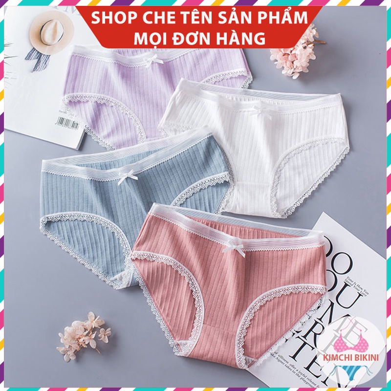 Quần lót nữ Cotton nơ viền ren phối lưới siêu cute KIMCHIBIKINI chip mềm mại thoáng mát xinh đẹp dễ thương QL085