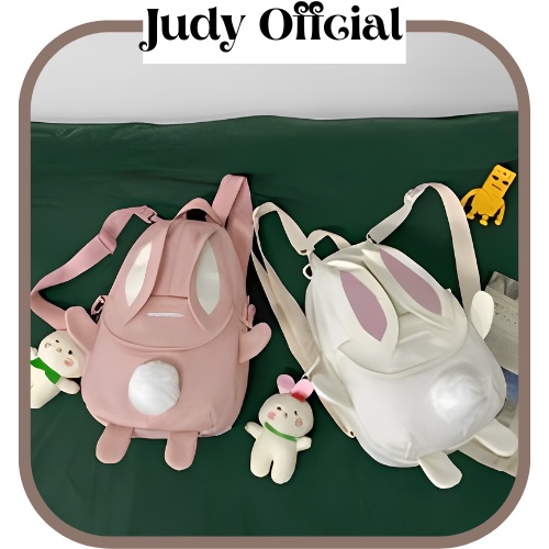 Balo con thỏ mini đi học đi chơi vải canvas cute dễ thương xinh xắn 3 màu pastel Bl001( kèm móc khóa)