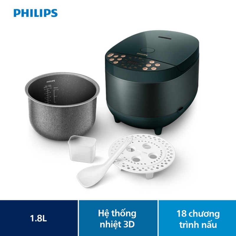 Nồi cơm điện tử Philips HD4518/62 dung tích 1.8L, bảo hành 2 năm chính hãng