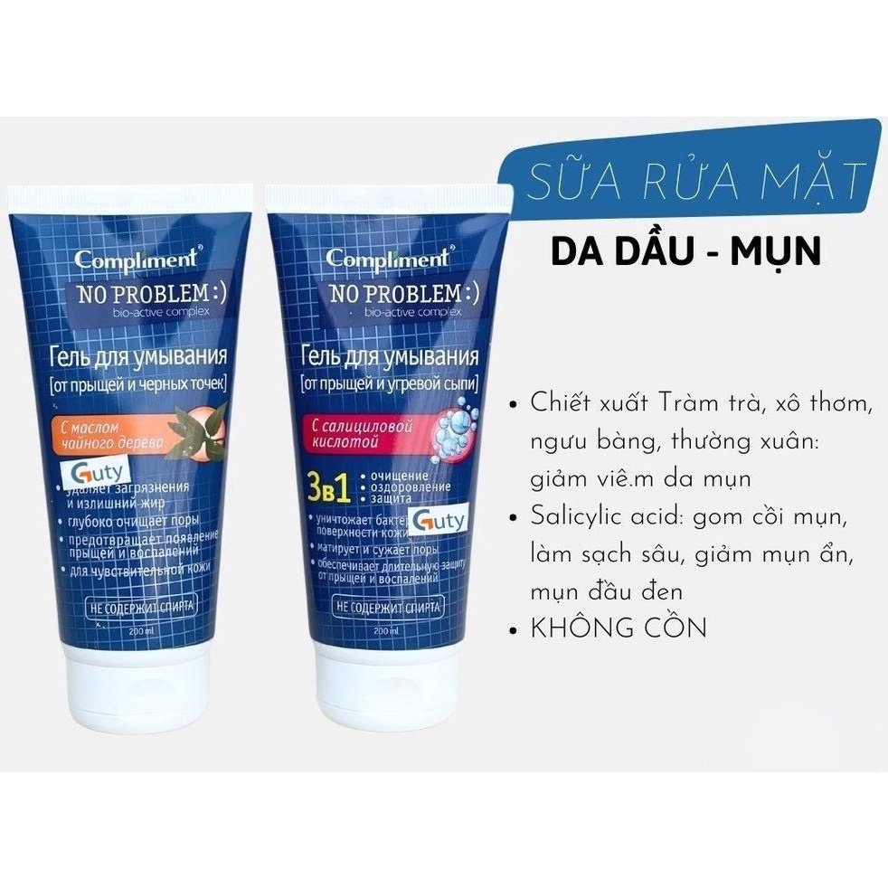 Gel rửa mặt Salicylic Acid Compliment No Problem Sạch sâu