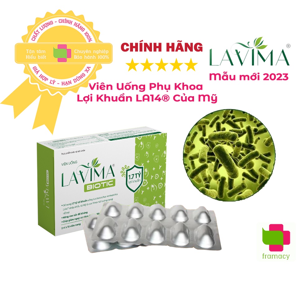 LAVIMA Men vi sinh phụ khoa công nghệ Mỹ hỗ trợ vùng kín phụ nữ Lavima Biotic (20v), Việt Nam