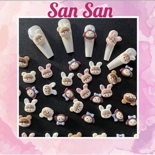 Charm hoạt hình cô gái tai thỏ, tai gấu Trang Trí Móng
