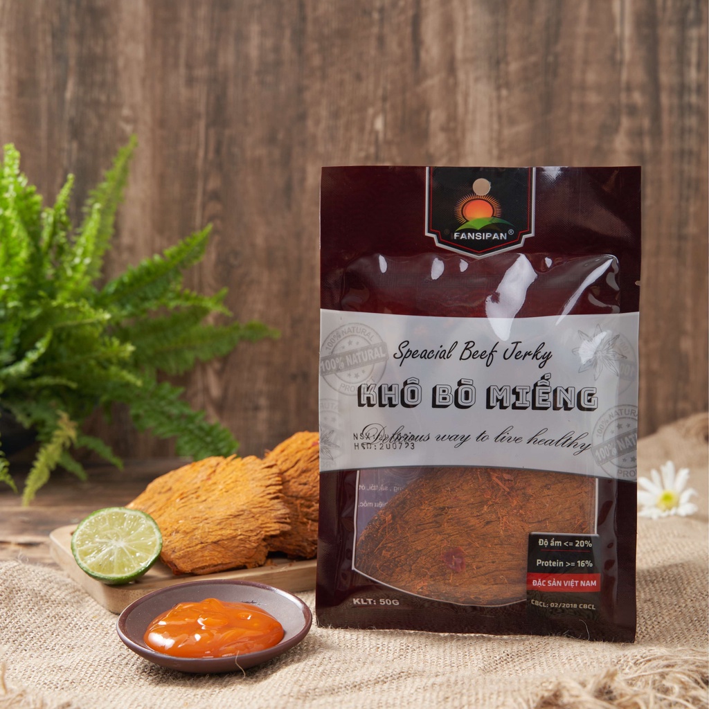 Khô Bò Miếng Fansipan 50g Thơm Ngon Thượng Hạng Đảm Bảo Vệ Sinh, Ăn Vặt NaNa
