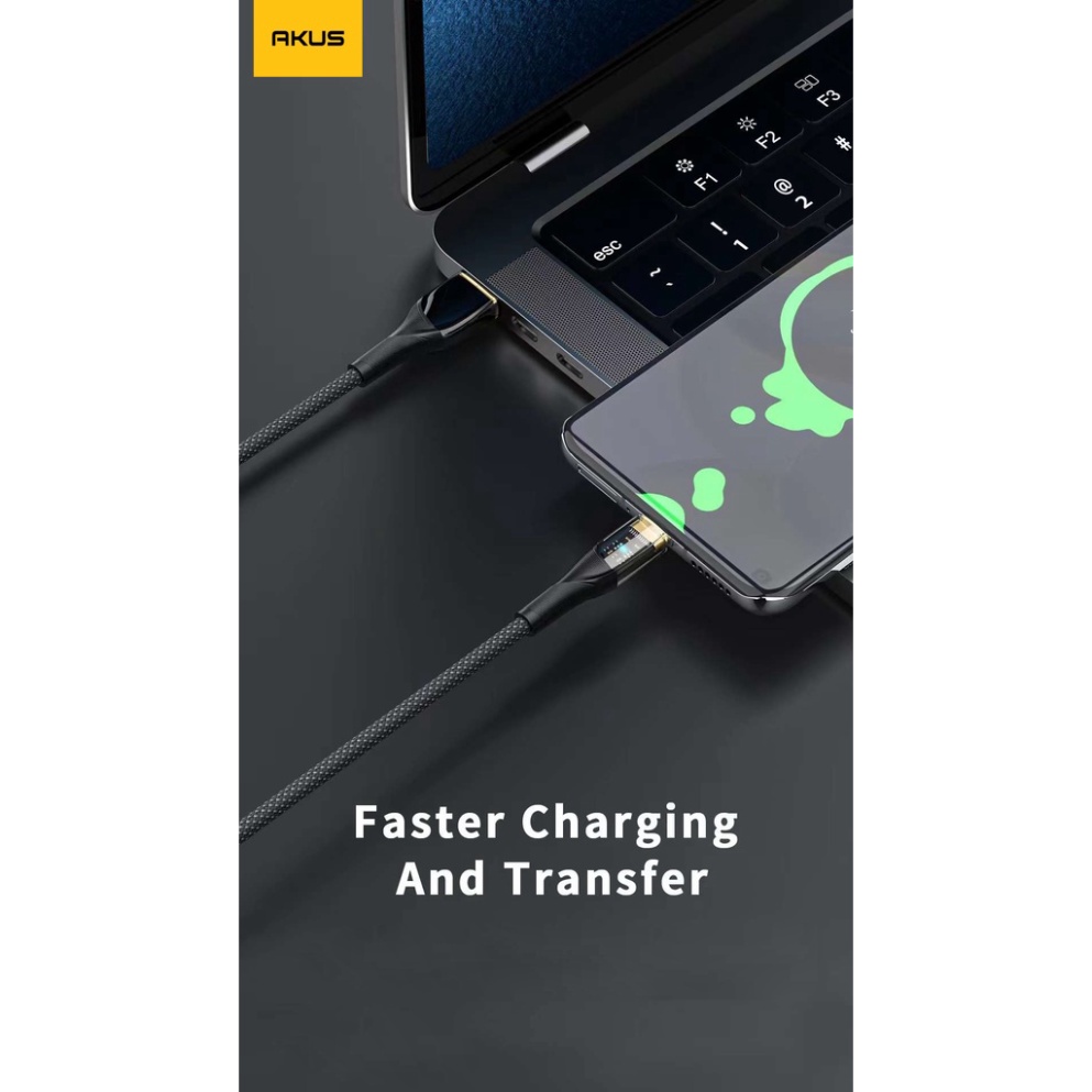 Dây cáp sạc nhanh 30W từ 7plus đến 14 promax - AKUS - D90 - Hàng chính hãng- BH 12 tháng