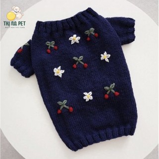 Áo Cho Chó Mèo - Áo Len Hoa Thêu Thiết Kế Cho Chó Mèo