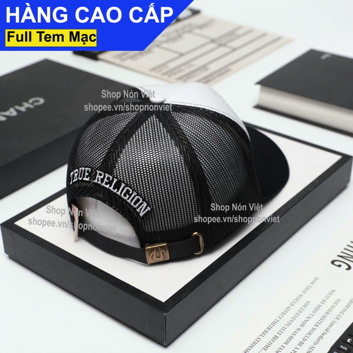 Mũ Lưỡi Trai Nón Kết Thêu True RLGN Logo Vuông Vải Kaki Cotton Màu Trắng Phối Lưới Đen Form Đứng Thời Trang Cao Cấp